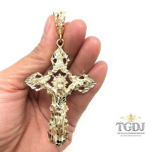 Men’s 14k solid gold Big Cross Pendant 3.25"